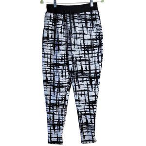 Papaya Black White Print Elastic Drawstring Waist Jogger Pants Women Size M